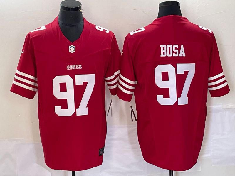 Men San Francisco 49ers #97 Bosa Red 2023 Nike Vapor Limited NFL Jersey style 2->youth nfl jersey->Youth Jersey